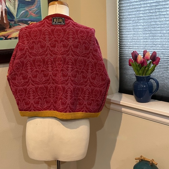 Oleana Pink Cardigan Sweater Jacket w/ Embroidered Ribbon - Norwegian Story - M - Picture 9 of 13